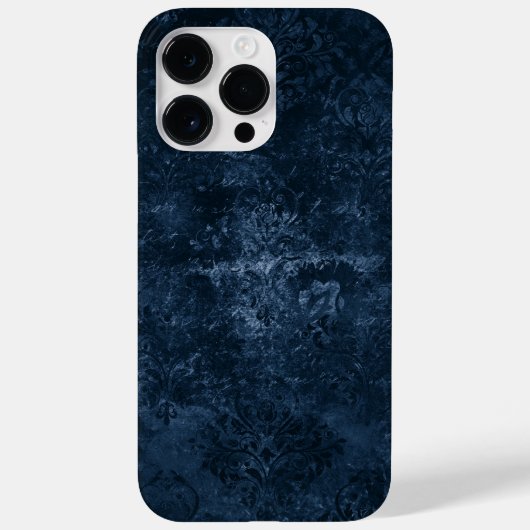 Fluweelzachte Navy Damask | Donkerblauw Grunge Bar Case-Mate iPhone Case (Achterkant)