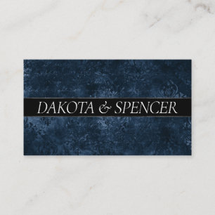Fluweelzachte Navy Damask   Donkerblauw Grunge Bar Informatiekaartje