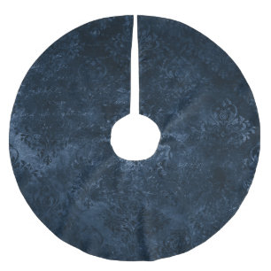 Fluweelzachte Navy Damask Donkerblauw Grunge Bar Kerstboom Rok