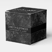 Fluweelzachte Onyx Damask | Zwart Vampy Grunge Bar Bedankdoosjes (Voorkant Zijde)