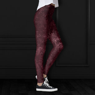 Fluweelzachte wijndamast Bordeaux Sangria Grunge Leggings