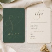 Fluwelen bos smaragd gouden trouw-RSVP