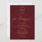 Fluwelen Bruiloft Burgundy Script Kaart (Voorkant)