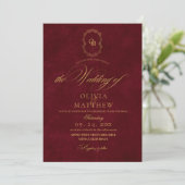 Fluwelen Bruiloft Burgundy Script Kaart (Staand voorkant)