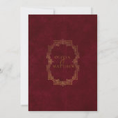 Fluwelen Bruiloft Burgundy Script Kaart (Achterkant)
