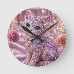 Fluwelen Nacht Kat Aesthetische Print Ronde Klok