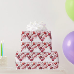 Fluwelen Rood Bloemhartig Baby Shower Cadeaupapier