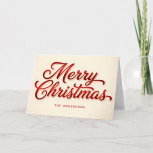 Fluwelen Rood Retro Script Prettig Kerstfeest Feestdagen Kaart