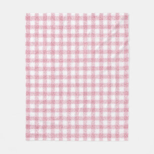 Fluwelen roze en witte Gingham charme Fleece Deken