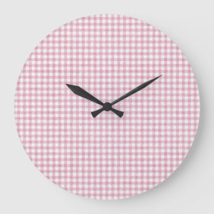 Fluwelen roze en witte Gingham charme Grote Klok