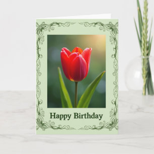 Fluwelen Verjaardagskaart met Bloem Kaart