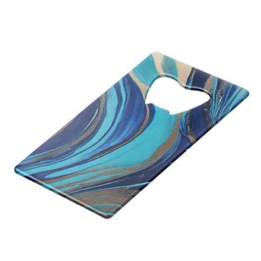 Flux Abstrait moderne Art- Bleu et Or- (Devant Angle)