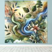 Flux de la nature - Abstraite toile botanique Mur (Insitu (Plancher de Bois))