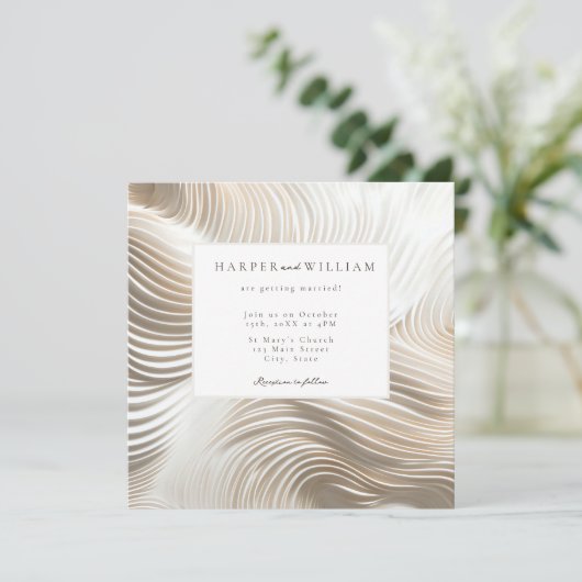 Flux d'ivoire hors blanc faire-part de mariage (Debout devant)