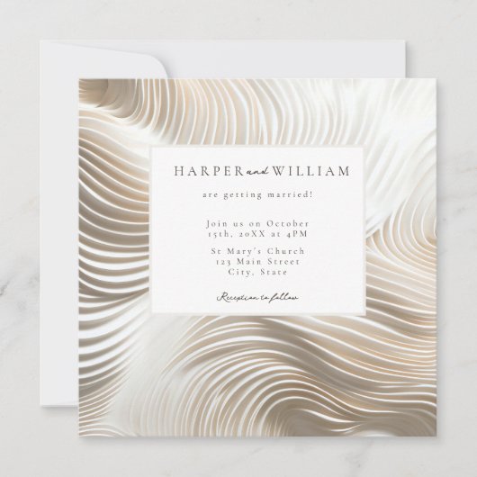 Flux d'ivoire hors blanc faire-part de mariage (Devant)