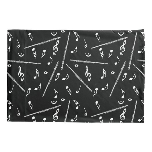 Flux Music Note Pattern Kussensloop (Achterkant-Links)