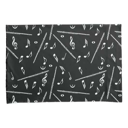 Flux Music Note Pattern Kussensloop (Voorkant-Rechts)