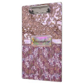 Flux Pink French Roos Elegant Monogram Klembord (Links)