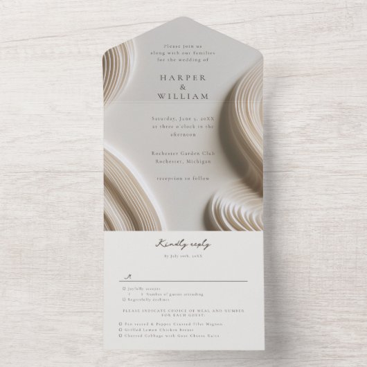 Flux sculpté Tout en un Mariage Invitation (À l'intérieur)