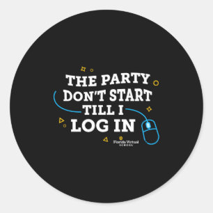 Flvs Het Feest Begint Pas Als Ik Me Aanmeld Grijs Ronde Sticker