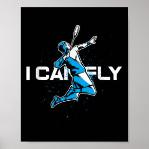 Fly Badminton Speler Shuttle Trainer Racket Sporte Poster