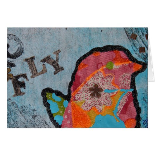 Fly Bird mixed media kunstcollage (Voorkant Horizontaal)