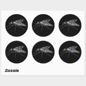 Fly Buddy zwart grote ronde stickers (Vel)