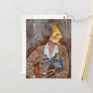 Fly Cockatiel Bird Mixed Media Briefkaart