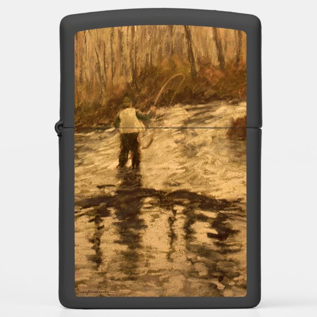 Fly Fisherman Black Zippo Lighter (Voorkant)