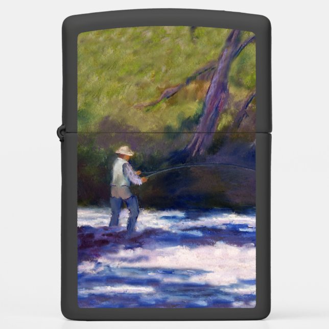 Fly Fisherman Black Zippo Lighter (Voorkant)