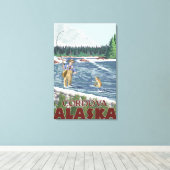 Fly Fisherman - Cordova, Alaska Canvas Afdruk (Insitu (Houten vloer))