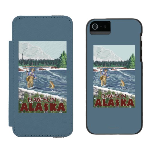 Fly Fisherman - Dawson, Alaska Incipio iPhone Portemonnee Hoesje (Naast elkaar)
