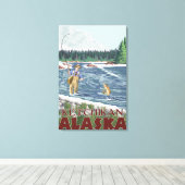 Fly Fisherman - Ketchikan, Alaska Canvas Afdruk (Insitu (Houten vloer))