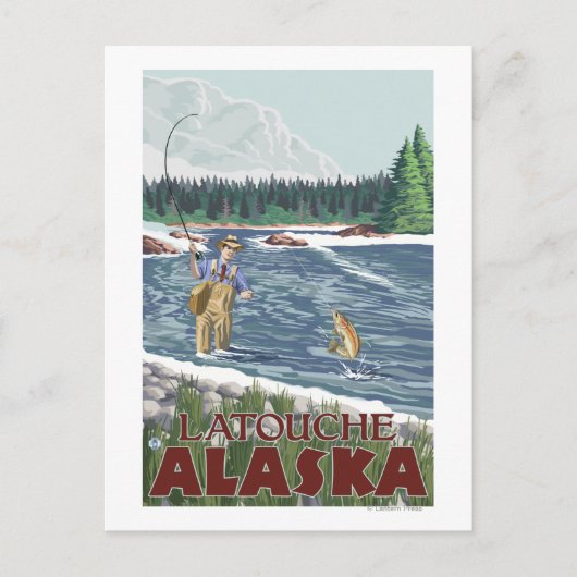 Fly Fisherman - Latouche, Alaska Briefkaart (Voorkant)