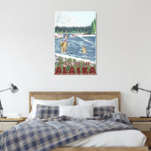 Fly Fisherman - Latouche, Alaska Canvas Afdruk (Insitu (Slaapkamer))