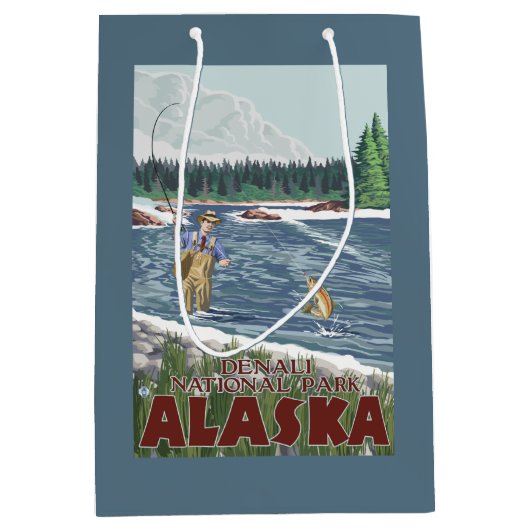 Fly Fisherman - Nationaal Park Denali, Alaska Medium Cadeauzakje (Voorkant)