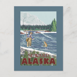Fly Fisherman - Seward, Alaska Briefkaart