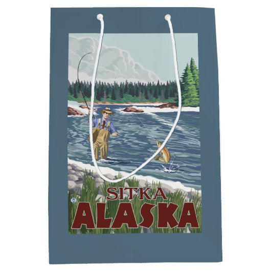 Fly Fisherman - Sitka, Alaska Medium Cadeauzakje (Voorkant)