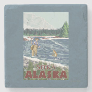 Fly Fisherman - Sitka, Alaska Stenen Onderzetter