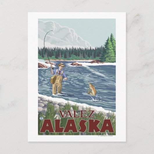 Fly Fisherman - Valdez, Alaska Briefkaart (Voorkant)