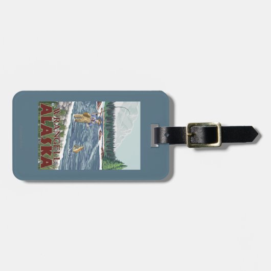 Fly Fisherman - Wrangell, Alaska Bagagelabel (Voorkant horizontaal)