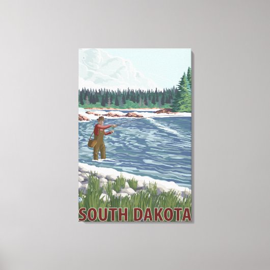 Fly FishermanSouth Dakota Canvas Afdruk (Voorkant)