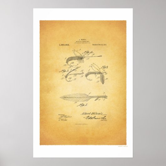 Fly Fishing 1921 US Patent Poster - A Winnie (Devant)