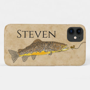 Fly Fishing Brown Trout Custom Name iPhone 11 Hoesje