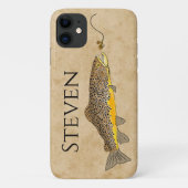Fly Fishing Brown Trout Custom Name Case-Mate iPhone Case (Achterkant)