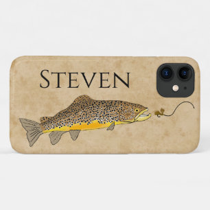 Fly Fishing Brown Trout Custom Name iPhone 11 Hoesje