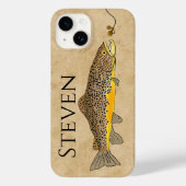 Fly Fishing Brown Trout Custom Name Case-Mate iPhone Case (Achterkant)
