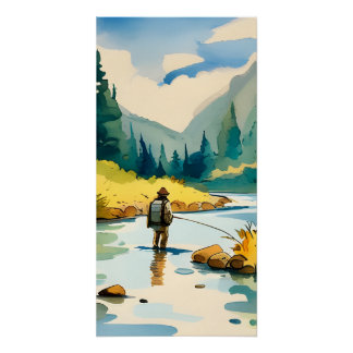 Fly Fishing Mountain Stream Perfect Poster