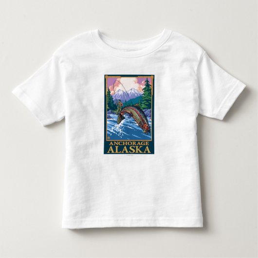 Fly Fishing Scene - Anchorage, Alaska Kinder Shirts (Voorkant)