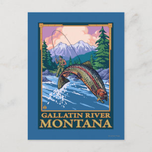 Fly Fishing Scene - Gallatin River, Montana Briefkaart